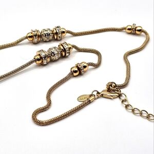 CHICO'S Gold Pave Rhinestone Long Station Necklace